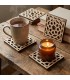 Pacchetto 6 x Sottobicchieri in legno a griglia taglio laser 9cm x 9cm x 1cm di spessore