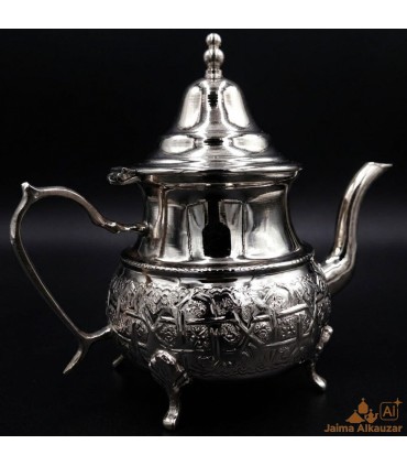 Moruna Alpaca Teapot Embossed Moroccan Crafts - Maghreb aadi Rijli Model