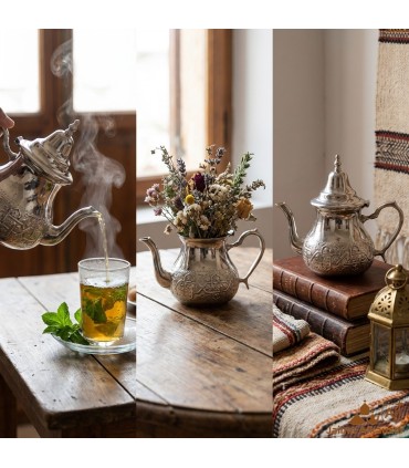 Moruna Alpaca Teiera Sbalzata Artigianato Marocchino - Modello Maghreb aadi