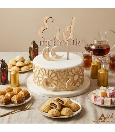 Eid Mubarak islam party lettres en bois pour gâteaux 20cm Laser Cut