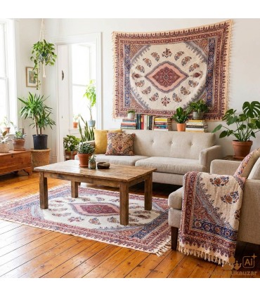 Handmade Rectangular Cotton Rug - Handmade with Vegetable Dyes