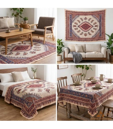 Handmade Rectangular Cotton Rug - Handmade with Vegetable Dyes