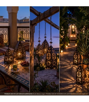 Hexagonal Iron Lantern for Candle - Moroccan Crafts