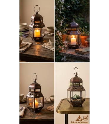 Farolillo Cristal de Mano - Modelo Tiznit - Artesanía Marroquí