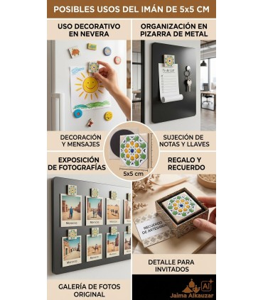 Ceramic Souvenir Magnet - Alhambra and Generalife Mosaic - Jamil Model