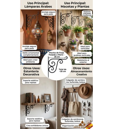 Wrought Iron Hanger - Solid Iron Hook - Premium Quality Model 3