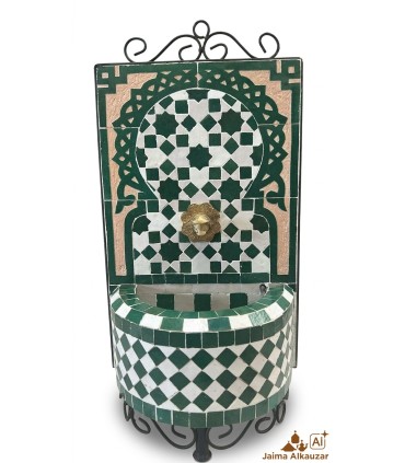 Fuente Zellige Marroquí: La Joya del Azulejo Artesanal en Fez - Modelo AKHDAR - 45 cm