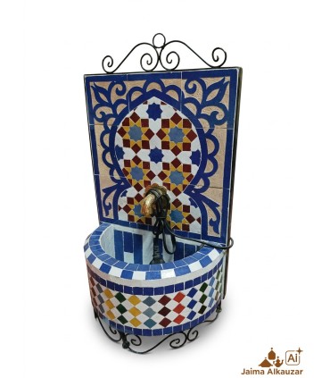 Fuente Zellige Marroquí: La Joya del Azulejo Artesanal en Fez - Modelo MULAWAN - 50 cm