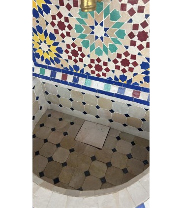 Fontaine 140 cm de Terrasse ou Jardin Mosaïque Mauresque de Carreau Zellige Andalou - Modèle Hamidu