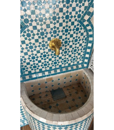 Fontaine 140 cm de Terrasse ou Jardin Mosaïque Mauresque de Carreau Zellige Andalou - Modèle Samawi