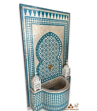 Fontaine 140 cm de Terrasse ou Jardin Mosaïque Mauresque de Carreau Zellige Andalou - Modèle Samawi