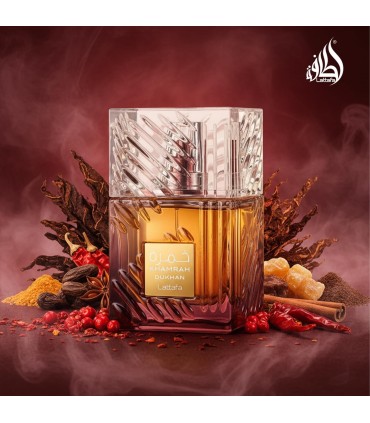Lattafa Khamrah Dukhan Eau De Parfum 100ml | Perfume Árabe de Tabaco, Incienso y Praliné