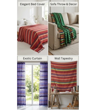 Manta Colcha Multiusos Marroquí Modelo Xaouen (290x190 cm) | Algodón y Rayón