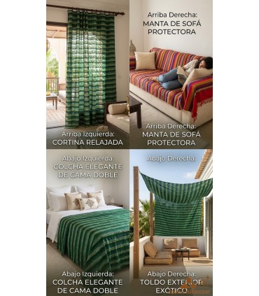 Manta Colcha Multiusos Marroquí Modelo Xaouen (290x190 cm) | Algodón y Rayón