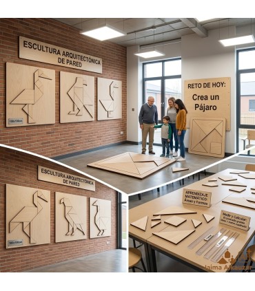 Gigantisches Holz-Tangram - Verstand und Geschicklichkeit - Hergestellt in Granada