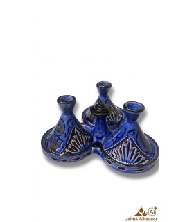 Tajin Épice TRIPLE Sculpté - Décoration Arabe - Modèle ZALAZA