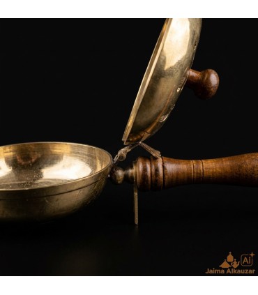 Handcrafted Bronze Incense Burner Moons and Stars | Wooden Handle