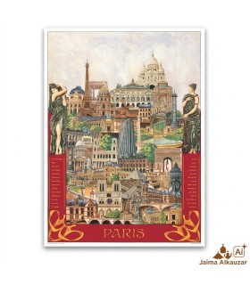 Watercolor Printed Poster of Paris | Iconic Monuments