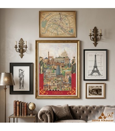 Watercolor Printed Poster of Paris | Iconic Monuments