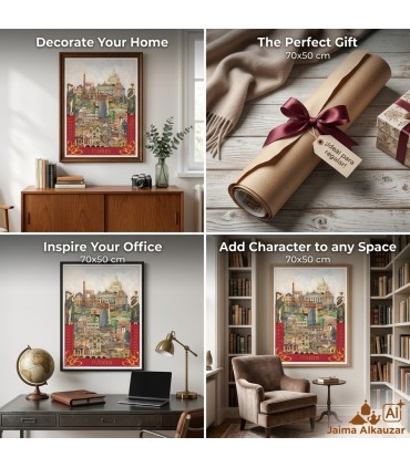 Watercolor Printed Poster of Paris | Iconic Monuments