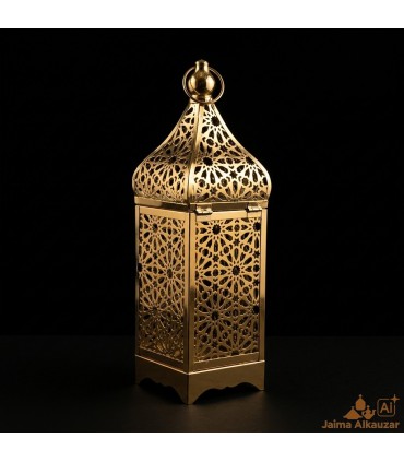 Farol Dorado Árabe Modelo DUBAI | Diseño Calado para Velas