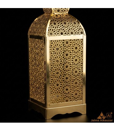 Farol Dourado Árabe Modelo EMIRADOS | Design Vazado para Velas