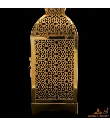 Farol Dourado Árabe Modelo EMIRADOS | Design Vazado para Velas
