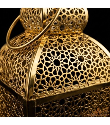 Farol Dourado Árabe Modelo EMIRADOS | Design Vazado para Velas