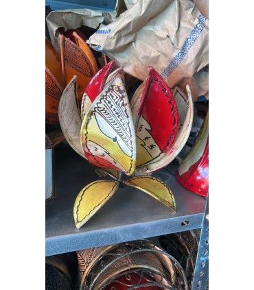 Flower Table Leather Lamp - Various Colors - Painting with Henna - Online