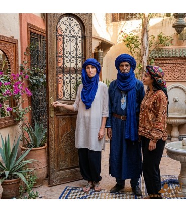 TUAREG Blue Foulard Scarf - Turban Scarf Ethnic Berber Trekking Desert