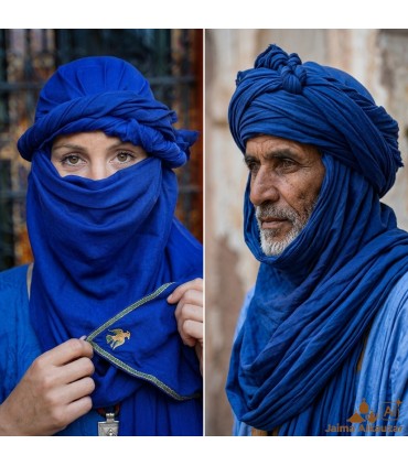 TUAREG Blue Foulard Scarf - Turban Scarf Ethnic Berber Trekking Desert