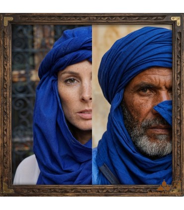 Echarpe Foulard Bleu TOUAREG - Foulard Turban Ethnique Berbère Trekking Désert