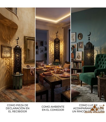 Garten- oder Terrassen-Stehlampe – andalusische arabische Dekoration – marokkanisches Kunsthandwerk – Modell Minara Luna