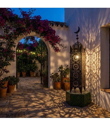 Garden or Terrace Floor Lamp - Andalusian Arabic Decoration - Moroccan Crafts - Minara Luna Model