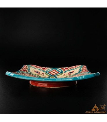 Plato Decorativo Plano Cuadrado - Pintado a Mano - Artesanía Marruecos - Modelo Murabba