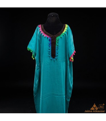 Marocaine Kandora Femme - Djellaba - Taille Unique - Couleur Vert Emeraude - Modèle kuratia