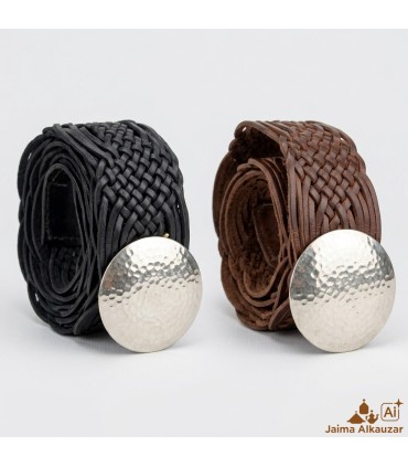 Cintura in pelle intrecciata artigianale - Sigillo Alpaca - Artigianato marocchino