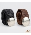 Cinturón Cuero  Trenzado Artesanal - Sello Alpaca - Artesanía Marroquí