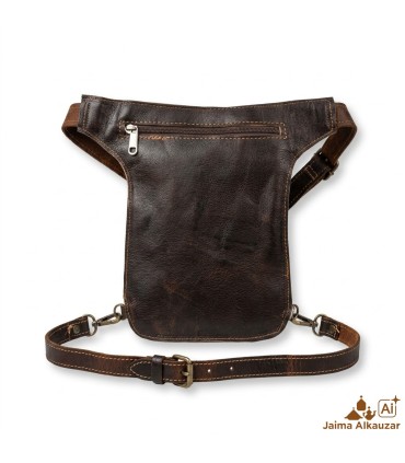 Riñonera de Cuero - Agarre Pierna Motorista - Artesanía Marruecos - Modelo DARRAYA