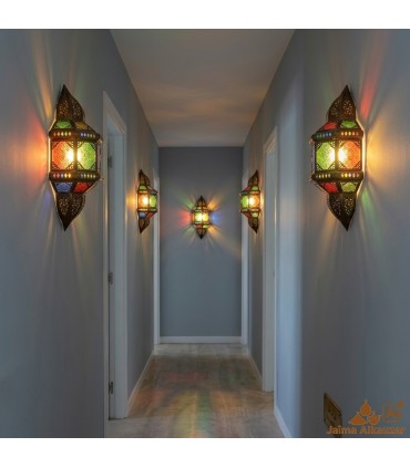 Wall Lamp Crystal Lampshade Decorated Arabic Design - Openwork Plate and Glass - Awalin Model