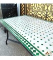 Table de jardin ou patio en mosaïque andalouse - Vert et Beige - Artisanat marocain - Modèle Nukta