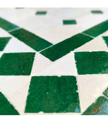 Tavolo Mosaico Giardino o Patio Andaluso - Verde e Beige - Artigianato Marocchino - Modello Nukta