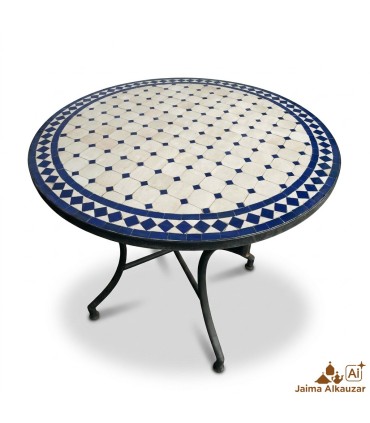 Mosaik Tisch - Rundes Blau - Fez Fliesen - SARKA MUDAWAR Modell