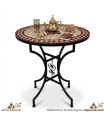 Mosaic Table - Red Round - Fez Tiles - Model KHAMRA MUDAWAR