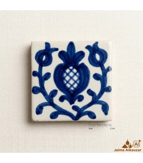 Azulejo Cerámica Marroquí Esmaltado Estilo Andalusí - Estilo Fajalauza Granada - 5 x 5 cm - Artesanal - Modelo 121