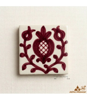 Azulejo Cerámica Marroquí Esmaltado Estilo Andalusí - Estilo Fajalauza Granada - 5 x 5 cm - Artesanal - Modelo 122