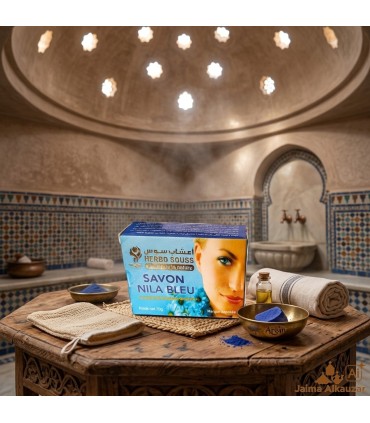 Jabón de Nila Azul Marroquí Herbo Souss 70g | Con Aceite de Argán y Karité | Cosmética Natural