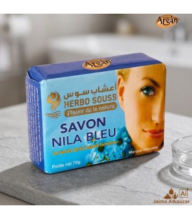 Jabón de Nila Azul Marroquí Herbo Souss 70g | Con Aceite de Argán y Karité | Cosmética Natural