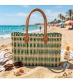 Panier Marocain Artisanal en Osier avec Poignées en Cuir | Sac de Plage, Piscine et Marché