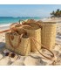 Panier Artisanal en Osier Naturel avec Poignées en Cuir - Panier Marocain pour Plage, Marché et Usage Quotidien